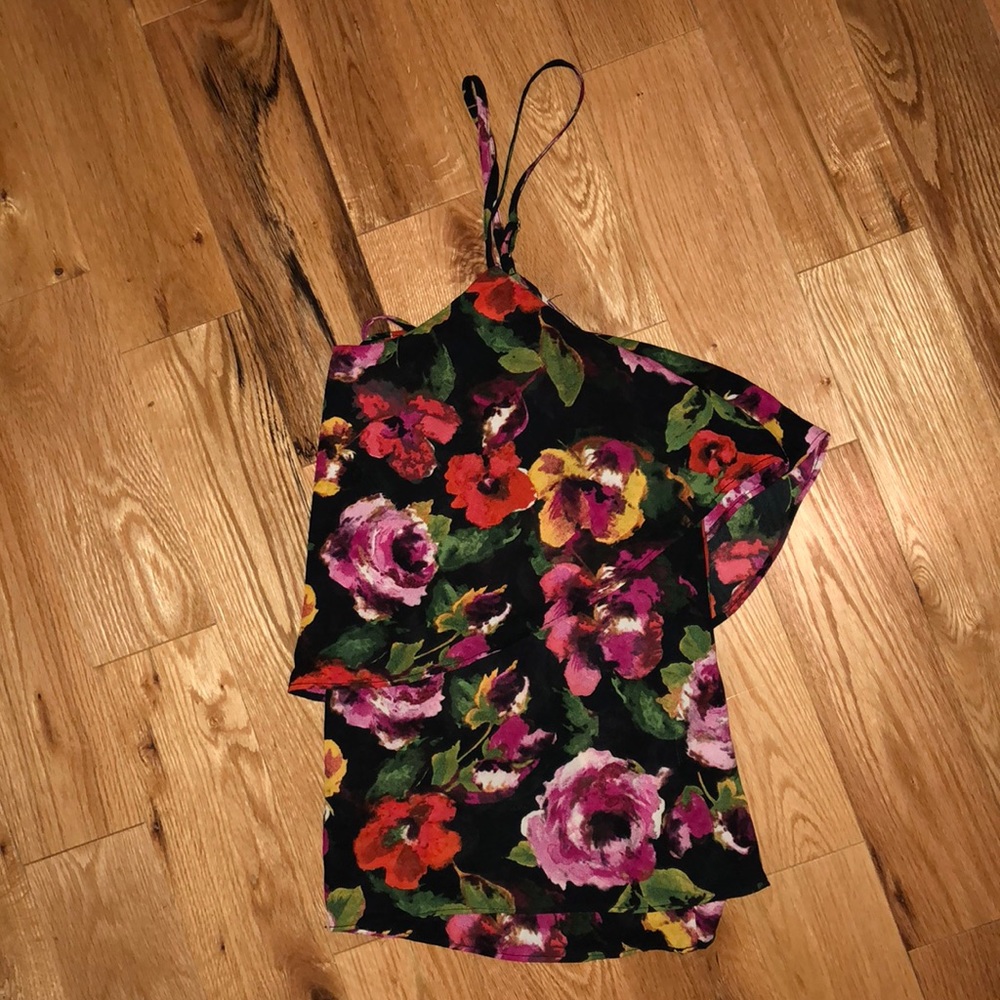 Beautiful floral print tank top with back design